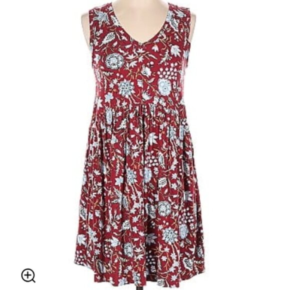 LOFT Outlet Petite Red Floral Print Knit Tank Dress LP - Picture 8 of 8